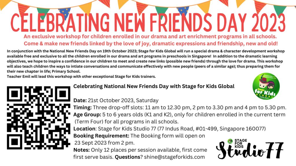 stage for kids A flyer for celebrating new friends day.